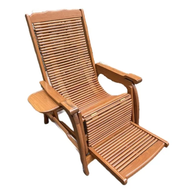 Vintage Teak Chaise Lounge in the Manner of Andre Arbus