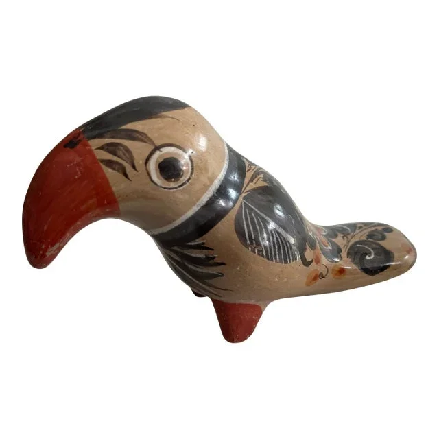 Vintage Tonala Toucan Bird Hand Painted Folk Art Mexico