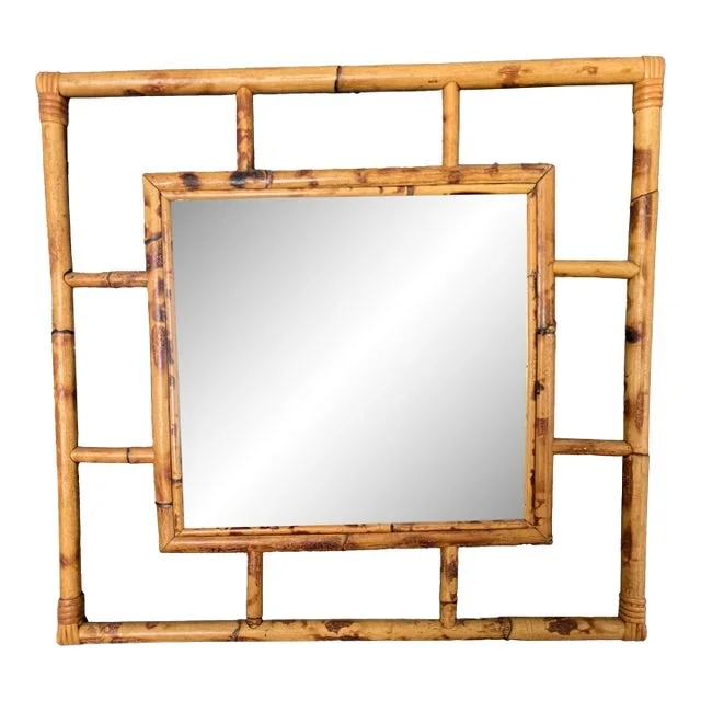 Vintage Tortoise Bamboo Mirror