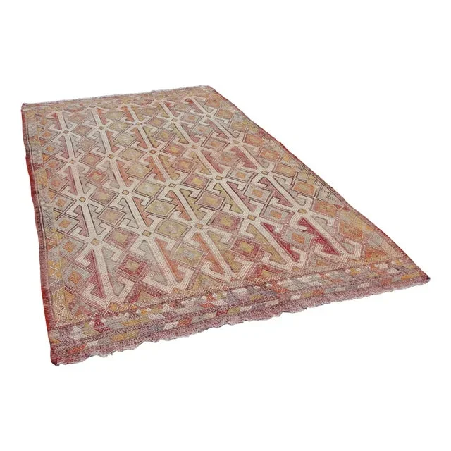 Vintage Turkish Handmade Wool Kilim Rug