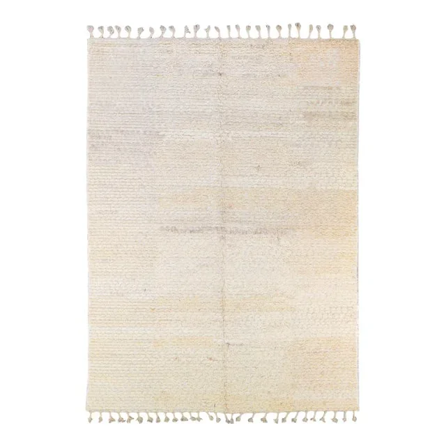 Vintage Turkish Tulu Flatweave Solid Beige Wool Rug
