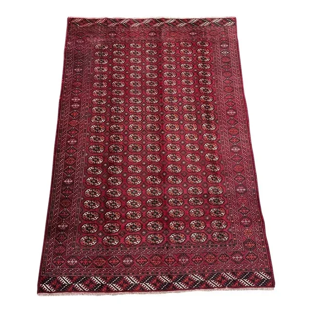 Vintage Turkmen Tekke Pattern Rug Tribal Afghan Rug