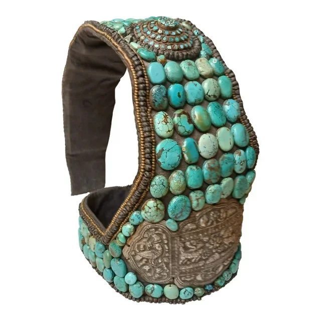 Vintage Turquoise Tibetan Headdress