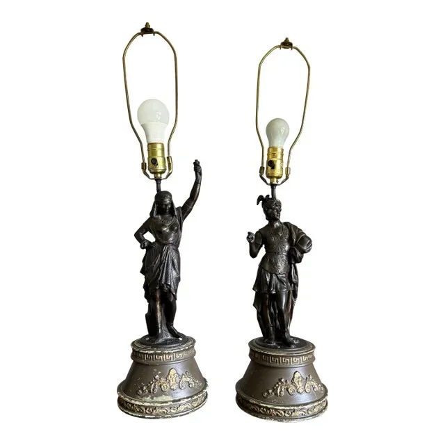 Vintage Victorian Statue Table Lamps – Set of Two