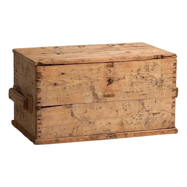 Vintage Washed Wood Trunk, 1920