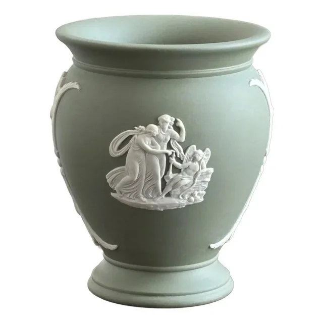 Vintage Wedgewood Jasperware Vase in Sage Green