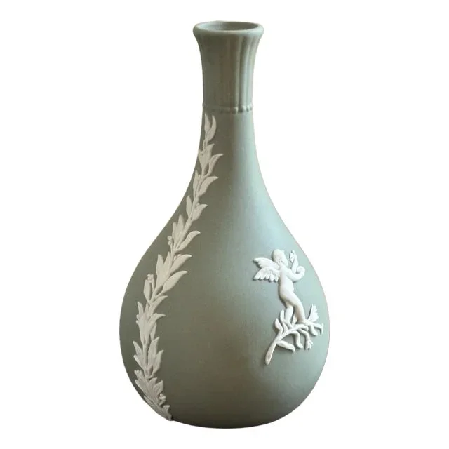 Vintage Wedgwood Jasperware Bud Vase in Sage Green