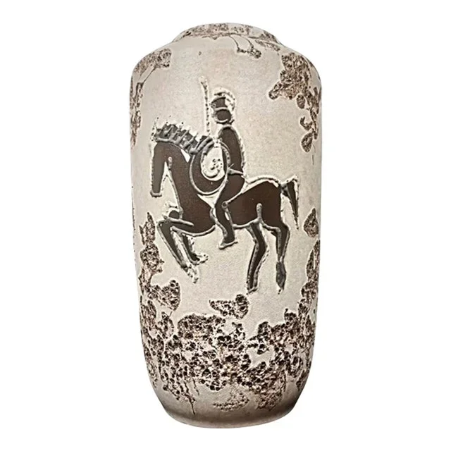 Vintage West Kéramik Grand Vase With Knight Decoration, West Germany