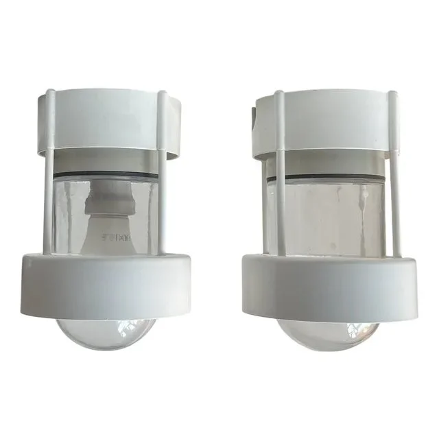 Vintage White Outdoor Ceiling Lamps by Jens Møller Jensen for Louis Poulsen, 1980s, Set of 2