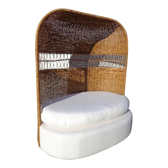 Vintage Wicker Domed Loveseat Chair