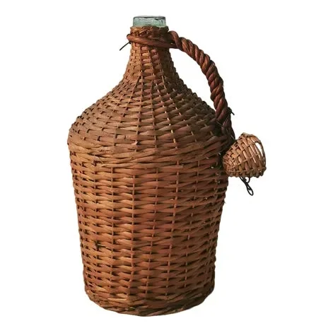 Vintage Wine Balloon with Raffia Basket, Italy, 1950s
