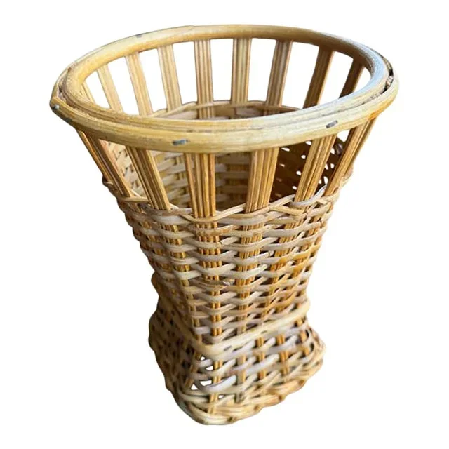 Vintage Woven Basket Vase-Shaped