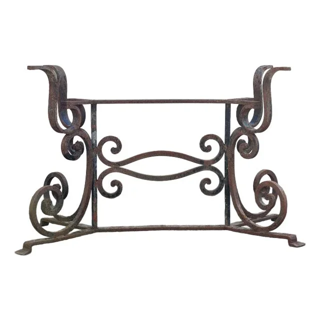 Vintage Wrought Iron Dining Table Base, Rectangle