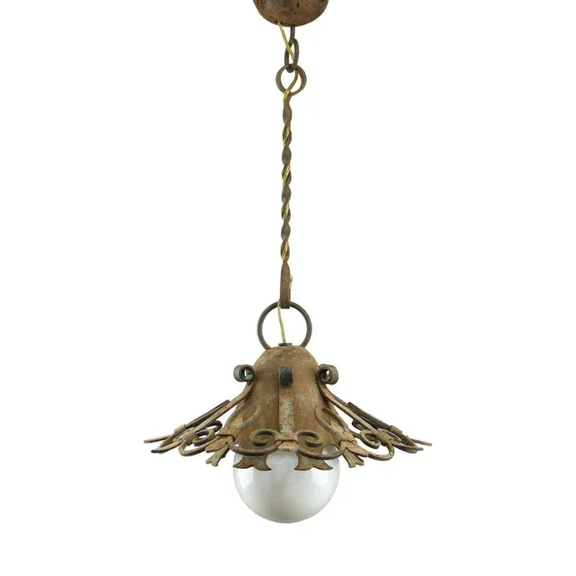 Vintage Wrought Iron Intricate Pendant Lamp, 1930s