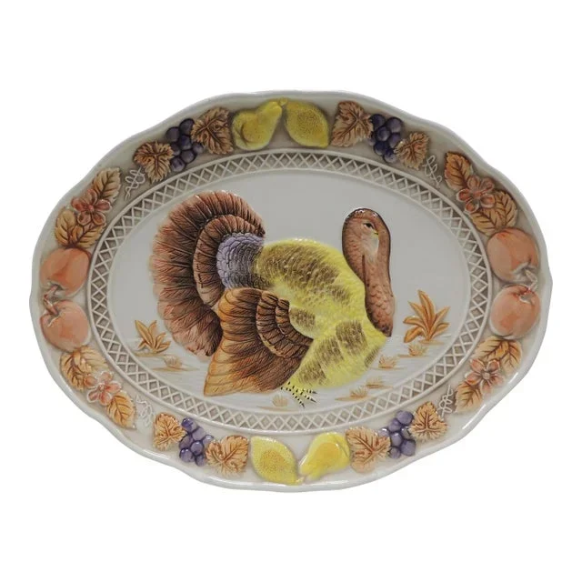 Vintage Yellow & Orange Oval Serving Platter