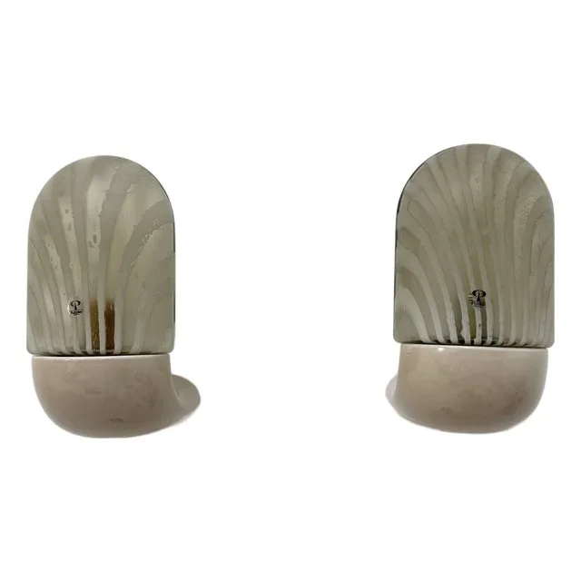 Vintage Zebra Glass and Ceramic Wall Lamps from Peill & Putzler, 1970s, Set of 2