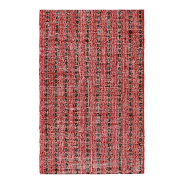 Vintage Zeki Müren Rug With Red and Black Geometric Patterns | Rug & Kilim