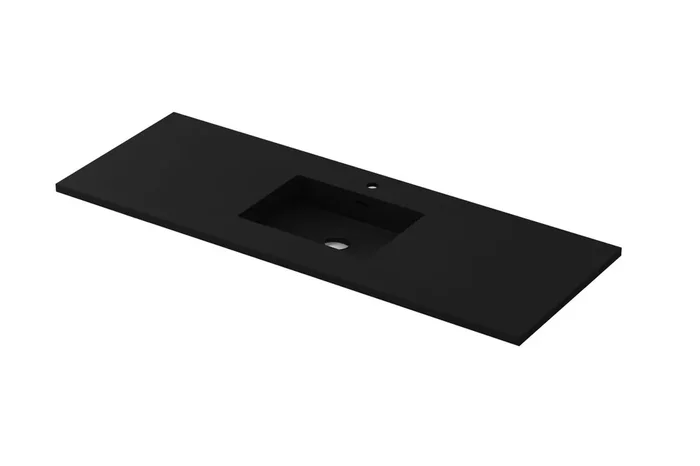 Viva Stone 60″ Single Sink Matte Black – Solid Surface Countertop