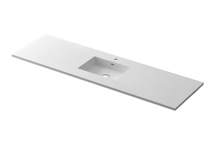 Viva Stone 66″ Single Sink Matte White – Solid Surface Countertop