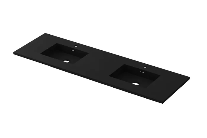 Viva Stone 72″ Double Sink Matte Black – Solid Surface Countertop