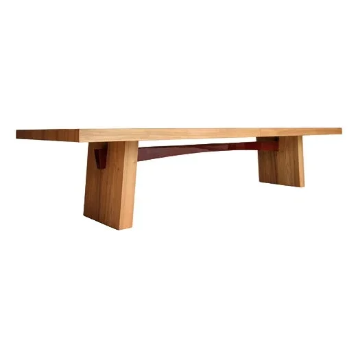 Wa 380 Matt Elm and Glossy Red Beam Dining Rectangular Table by Casa Casati
