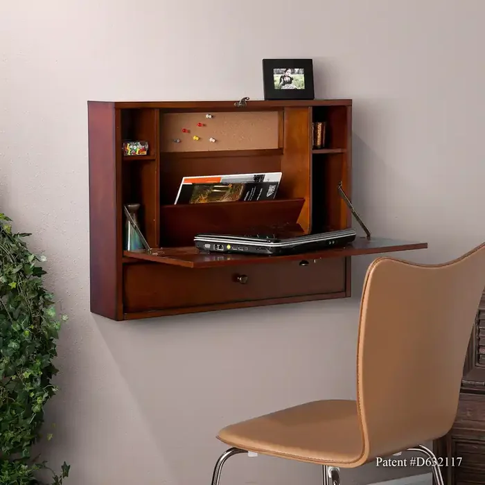 Wall Mount Laptop Desk – Brown Mahogany