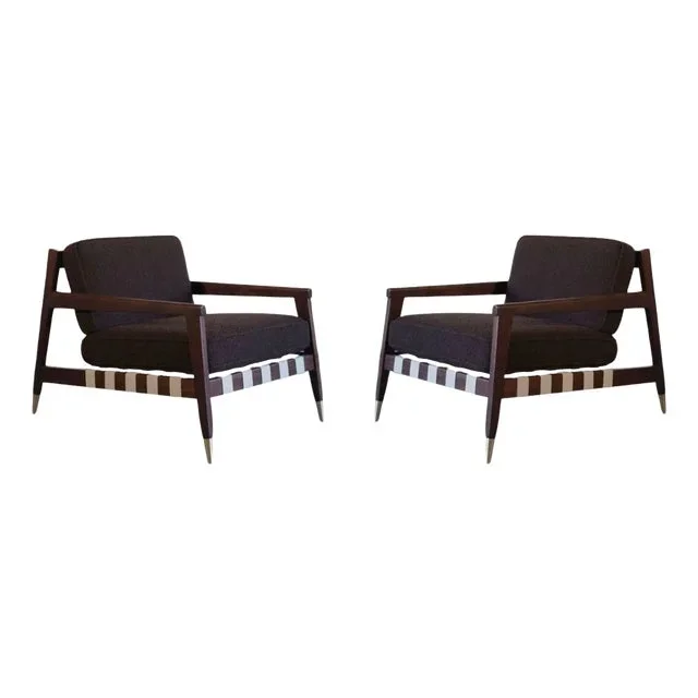 Walnut Lounge Chairs by Edmond J. Spence, Circa 1950s
