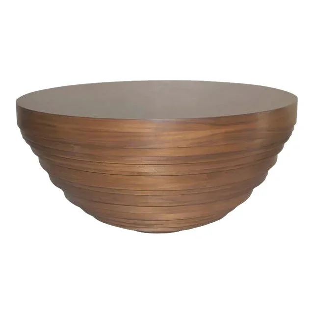 Walnut Stacked Disc Drum Coffee Table