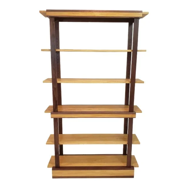 Walnut With Contrasting Prima Vera _ Etagere Transitional