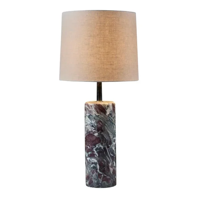 Walter Von Nessen Cylindrical Marble Base Table Lamp for Nessen Studios