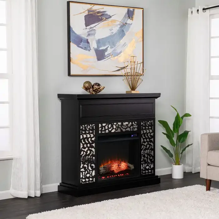 Wansford Contemporary Electric Fireplace W/ Touch Screen Control Panel – Black