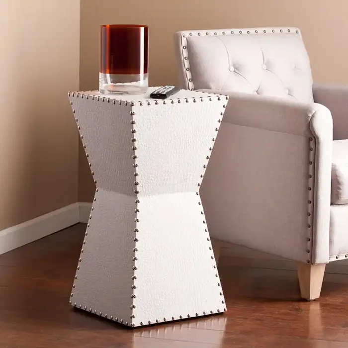 Warrington Faux Leather Accent Table – White