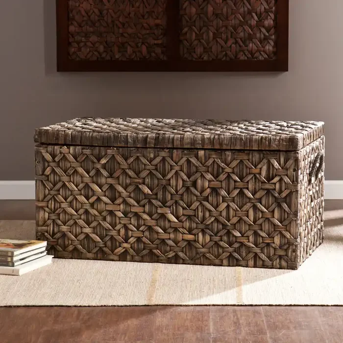 Water Hyacinth Storage Trunk – Blackwashed