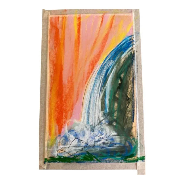 “Waterfall” Contemporary Abstract Pastel Drawing by Erik Sulander