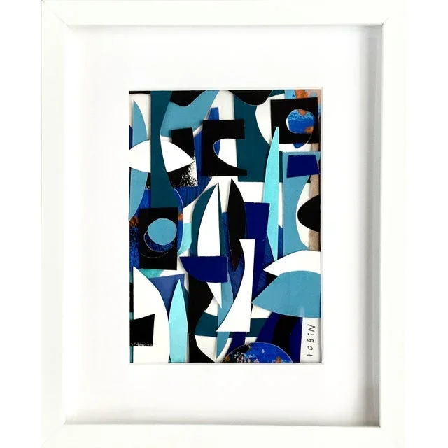 Wave. Mini Collage Art by Robin Zingone, Framed