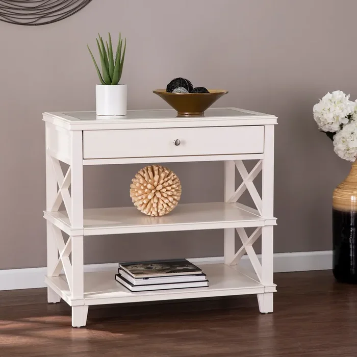Wexbury Glass-top Accent Table – White