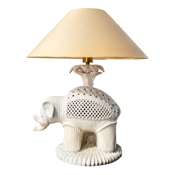 White Ceramic Collage Lamp, 1970s
