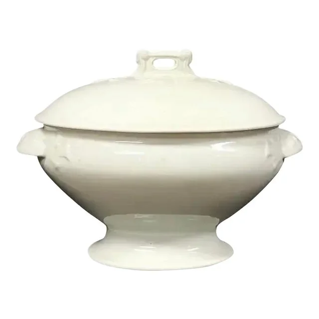 White Ironstone Soup Tureen With Lid