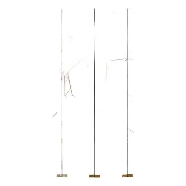White Lacquer Four-Panel Screen with Hand-Painted Cranes and Foliage