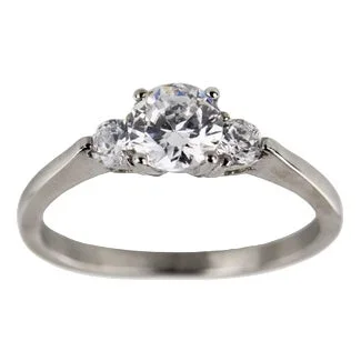 White Metal Ring with White Swarovski Stones.
