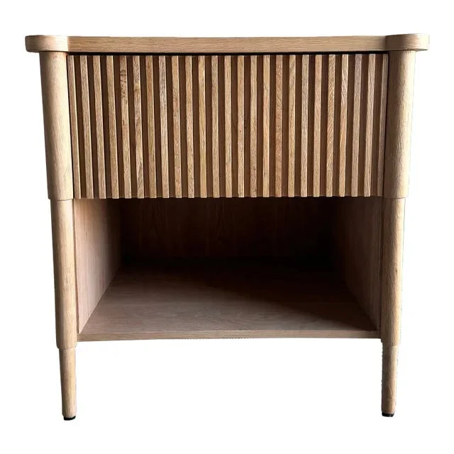 White Oak Reeded Nightstand With Drawer