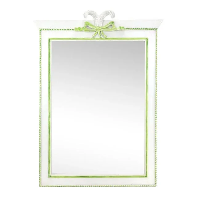 White Painted Mirror Frame With Decorative Duke of Windsor’s Feather on Top