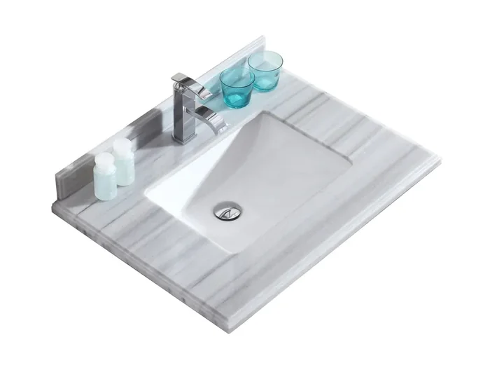 White Stripes Marble Countertop – 30″ – Single Hole With Rectangular Sink