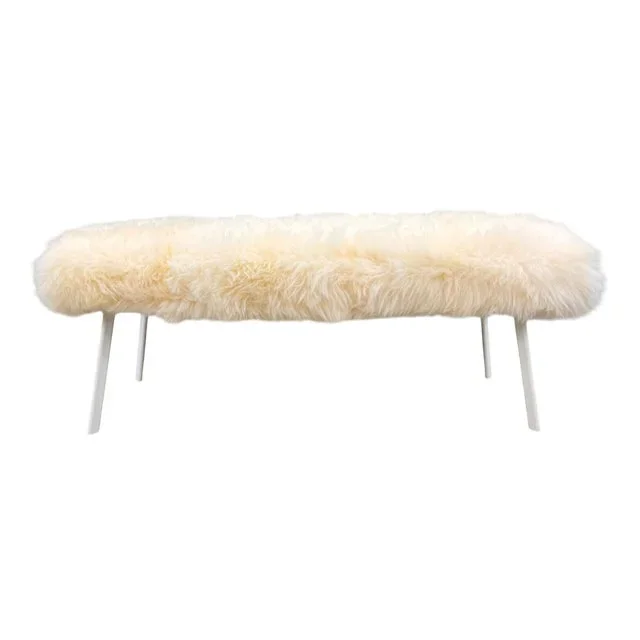 White Yeti Real Sheepskin Bench by Area Design