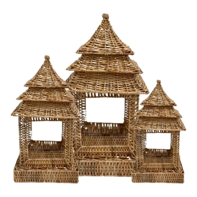 Wicker Pagoda Trio, Set of 3
