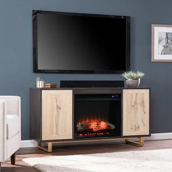 Wilconia Touch Screen Electric Media Fireplace W/ Carved Details
