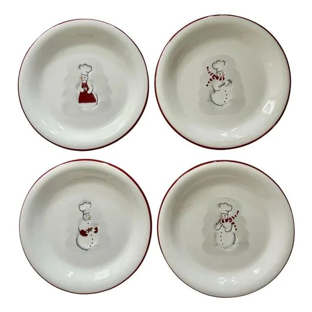 Williams-Sonoma Holiday Snowman Plates- Set of 8