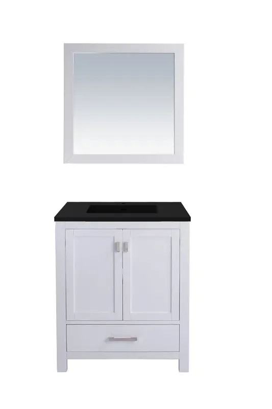 Wilson 30 – White Cabinet + Matte Black Viva Stone Solid Surface Countertop