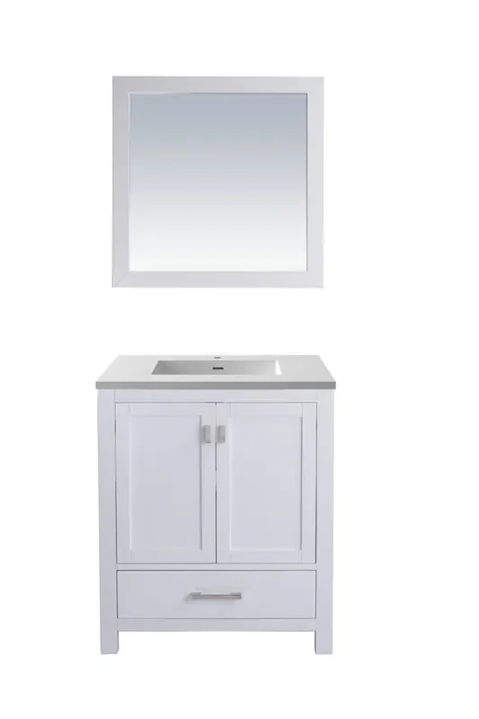 Wilson 30 – White Cabinet + Matte White Viva Stone Solid Surface Countertop