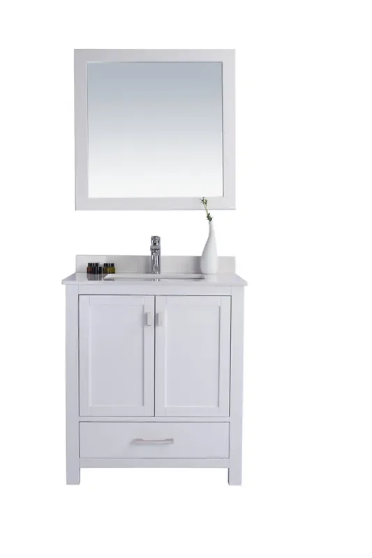Wilson 30 – White Cabinet + White Quartz Countertop